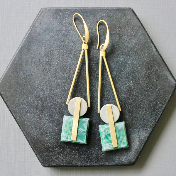 Vintage Glass Geometric Earrings