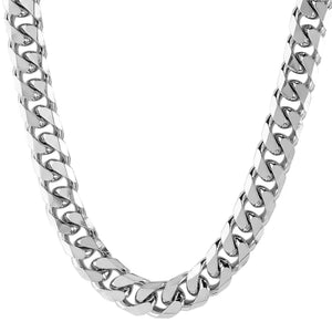 Beveled Curb Chain Stainless Steel Necklace (10mm) - 24"