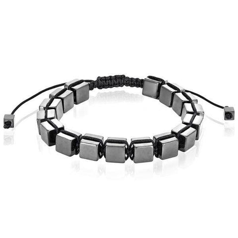 Large Hematite Cube Stone Adjustable Bracelet - 8mm: Hematite