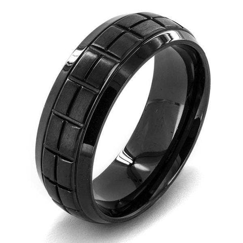 Black Plated Stainless Steel Domed Ring: 10