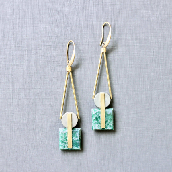 Vintage Glass Geometric Earrings