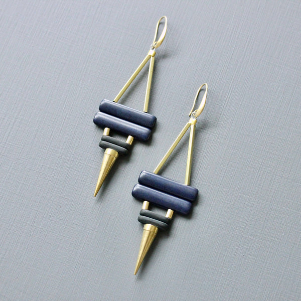 Navy & Black Spike Earrings