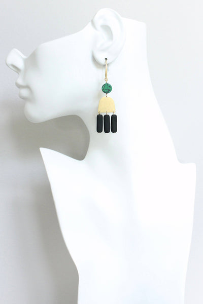 Malachite & Black Glass Earrings