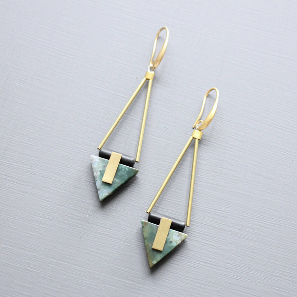 Indian Agate Geometric Earrings