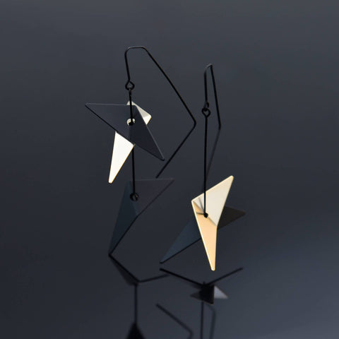 Vince Earrings: Black Gold