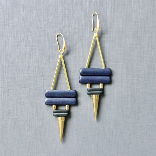 Navy & Black Spike Earrings