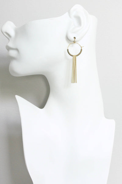 Brass Geometric Hoop Earrings