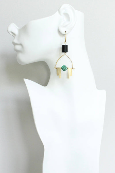 Black  &  Green Artdeco Earrings