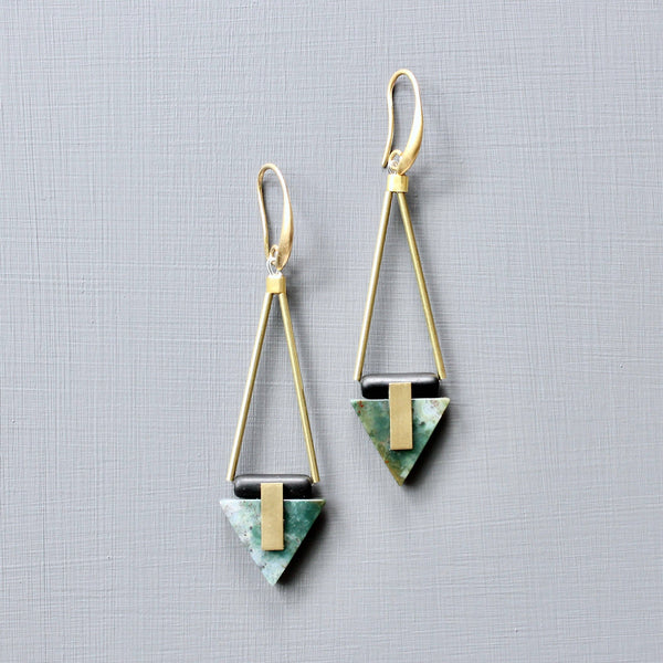 Indian Agate Geometric Earrings