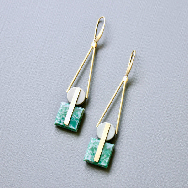 Vintage Glass Geometric Earrings