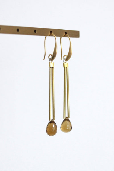 Beer Quartz Geometric Earrings