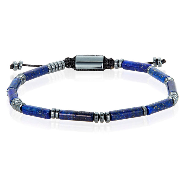 Natural Stone and Hematite Bead Adjustable Shocker Bracelet: Howlite