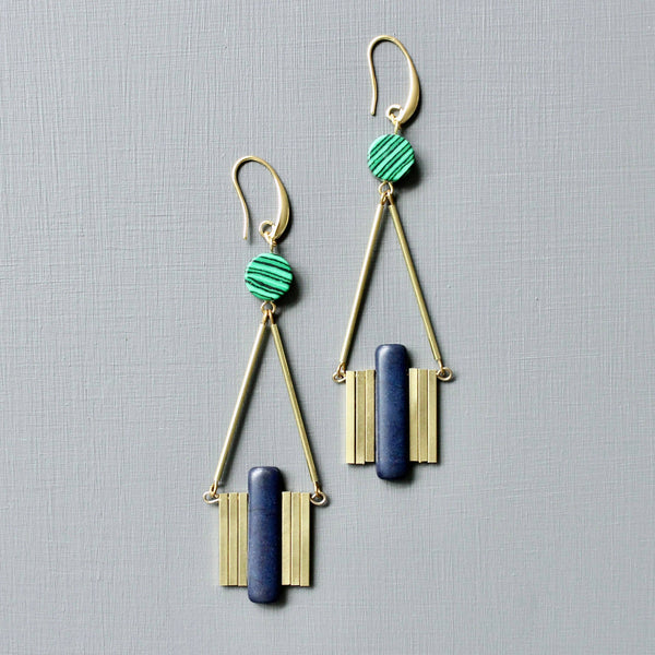 Green & Blue Artdeco Earrings