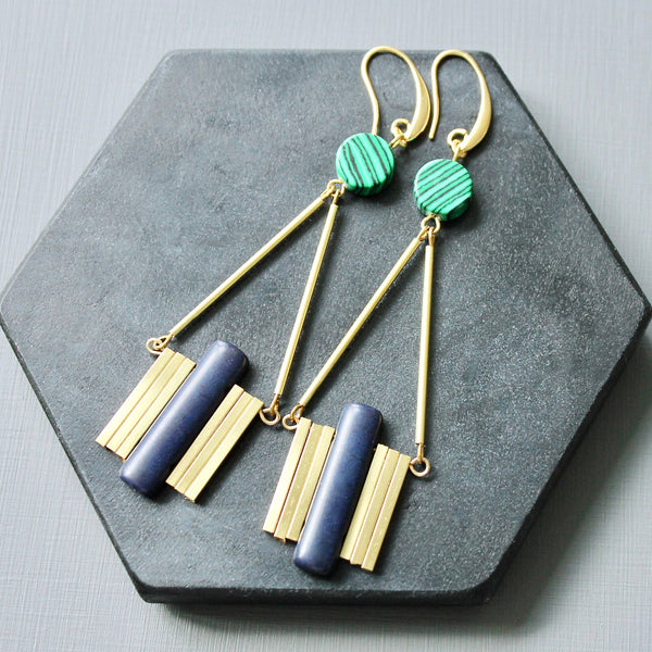 Green & Blue Artdeco Earrings