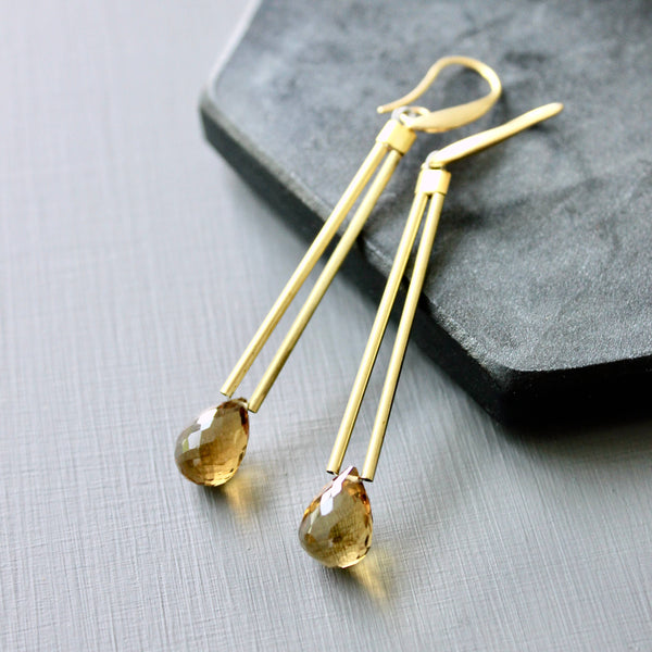 Beer Quartz Geometric Earrings