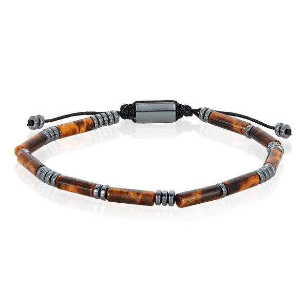 Natural Stone and Hematite Bead Adjustable Shocker Bracelet: Howlite