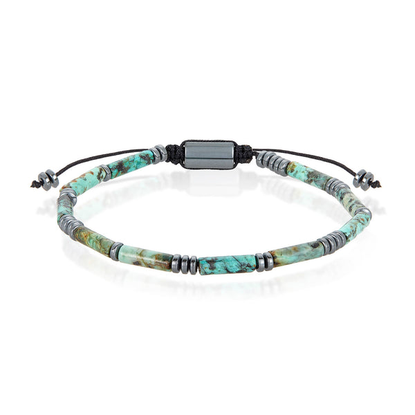 Natural Stone and Hematite Bead Adjustable Shocker Bracelet: Picture Jasper