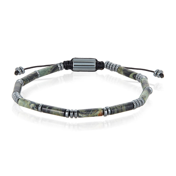 Natural Stone and Hematite Bead Adjustable Shocker Bracelet: Howlite