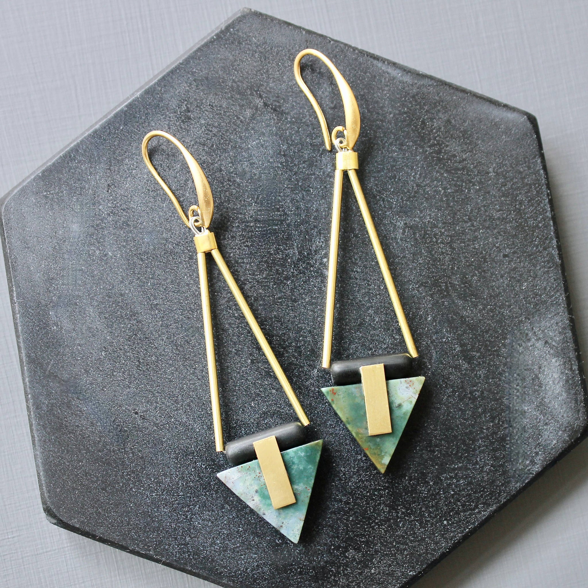 Indian Agate Geometric Earrings